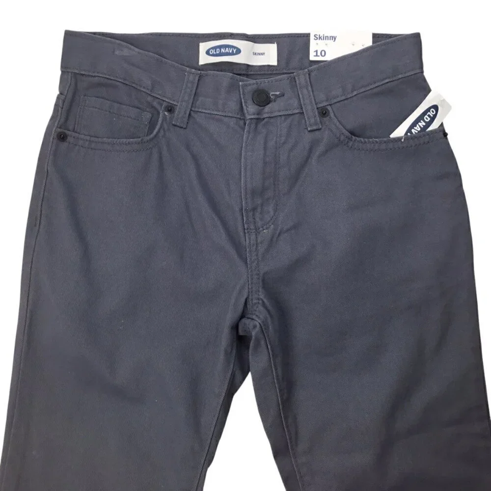 Old Navy Boys Gray Jeans Pants NWT 10 Skinny 100% Cotton Adjustable Waist